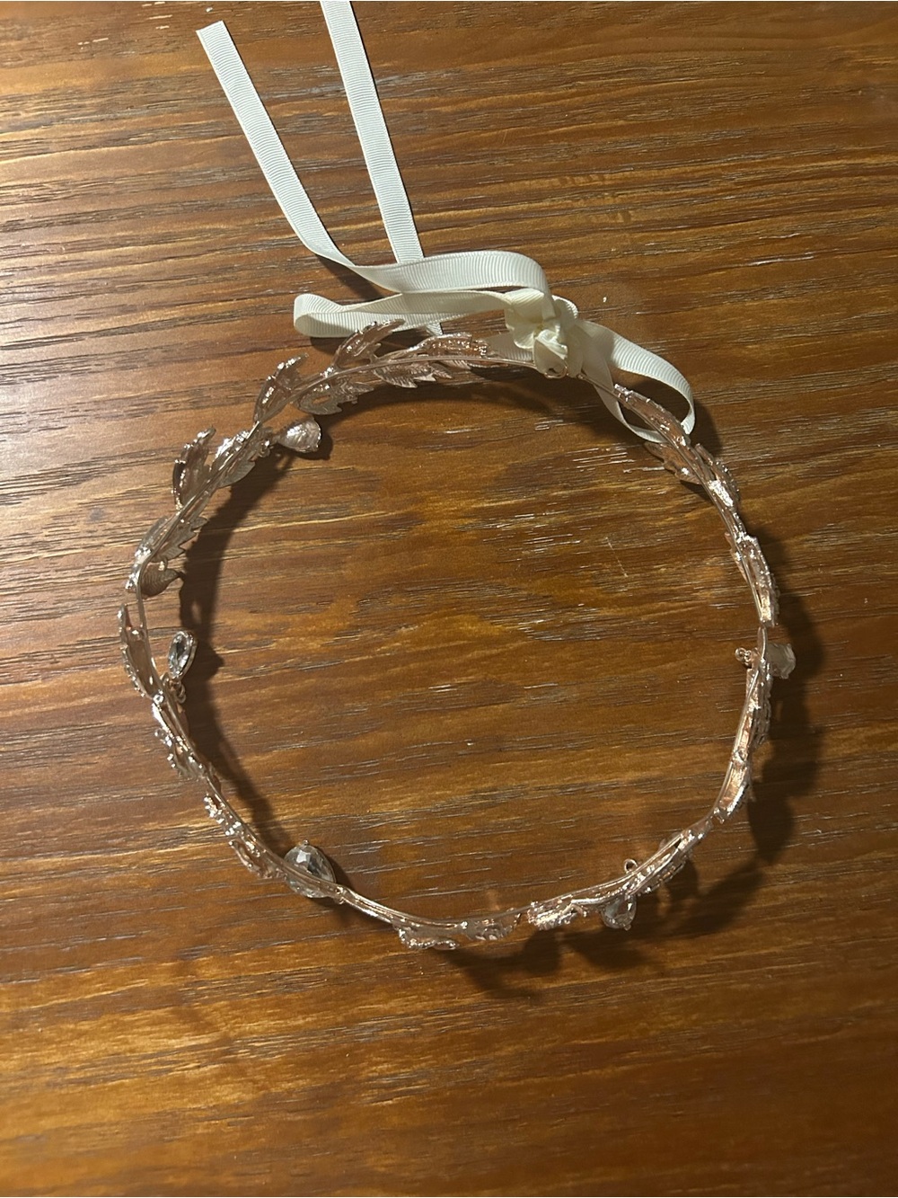 Rose Gold Leaf Halo Headband with Ribbon
